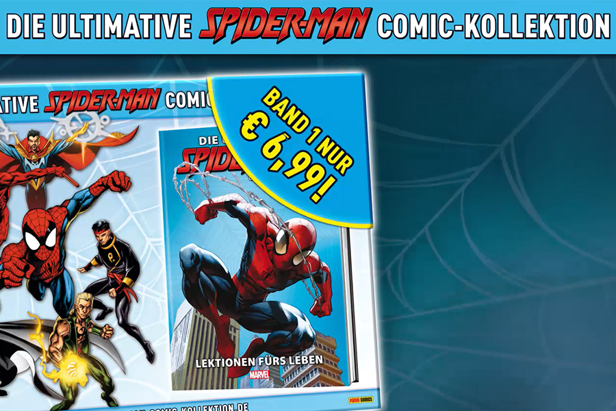 Man sieht das Cover der Comic Kollektion Spiderman. Durch klick auf das Bild wird die Werbung dazu geöffnet, welche von Saner Ariduru gesprochen wurde.